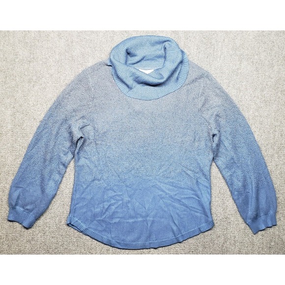 Notations Sweater Womens XL Glittered Blue Cowl Neck Long Sleeve Tight Knit New - Picture 1 of 10
